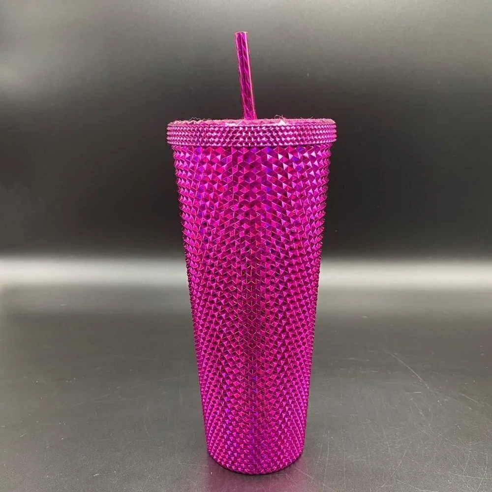 2021 Starbucks Sangria Pink Chrome Studded Venti 24oz Tumbler